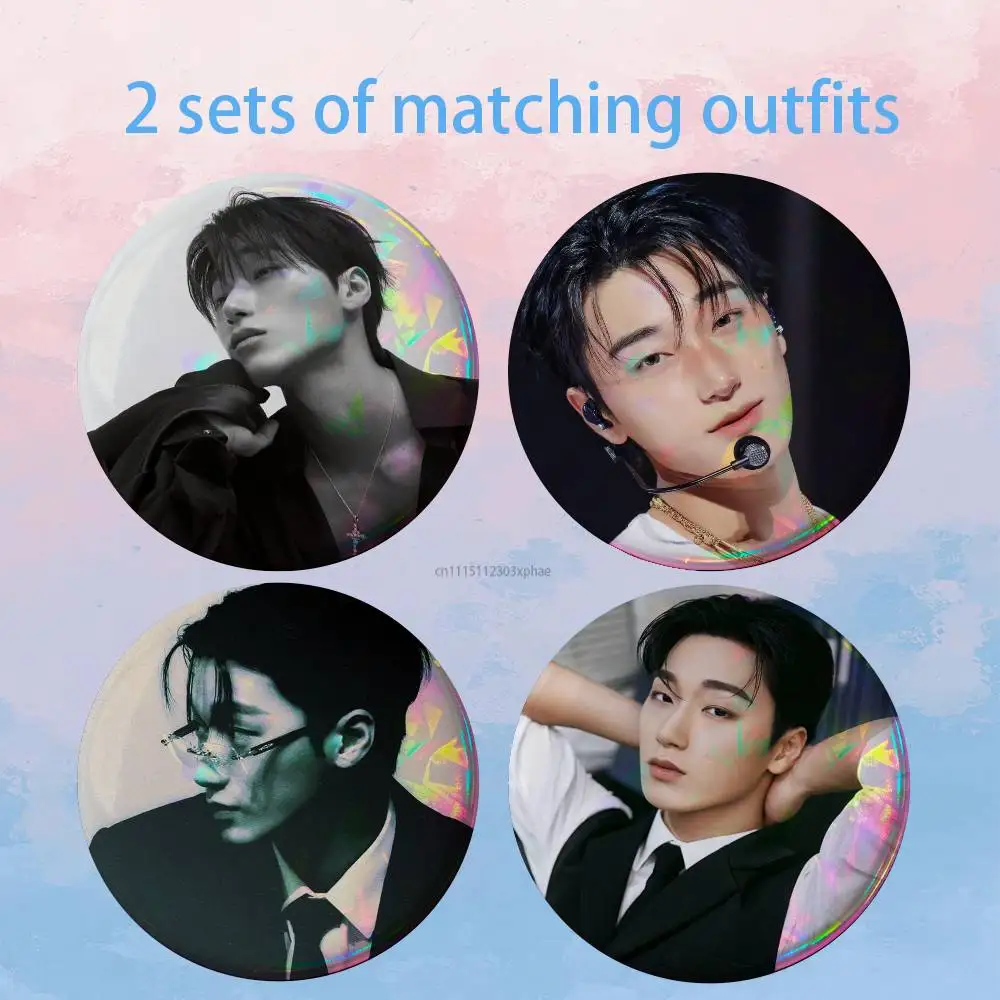 C-Choi San A-ATEEZ 2 piece set Pins Creativity Printed Pictures Text Metal Lapel Badges Brooches Jewelry Gift