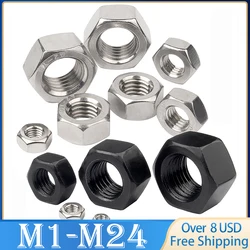 M1 M1.2 M1.4 M1.6 M2 M2.5 M3 M3.5 M4 M5 M6 M8 M10 M12 M16 M20 M24 DIN934 304 Stainless Steel Black Carbon Steel Hex Hexagon Nut