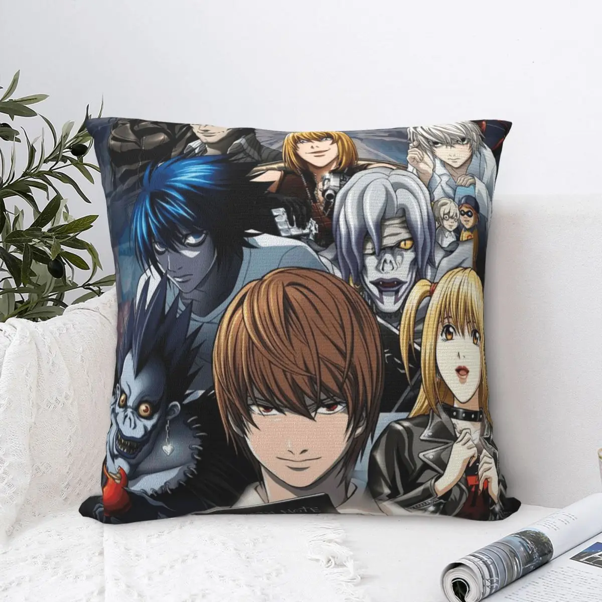 Death Note Anime Square Pillowcases Car Cushion Cover Cool Pillow Cover 45*45