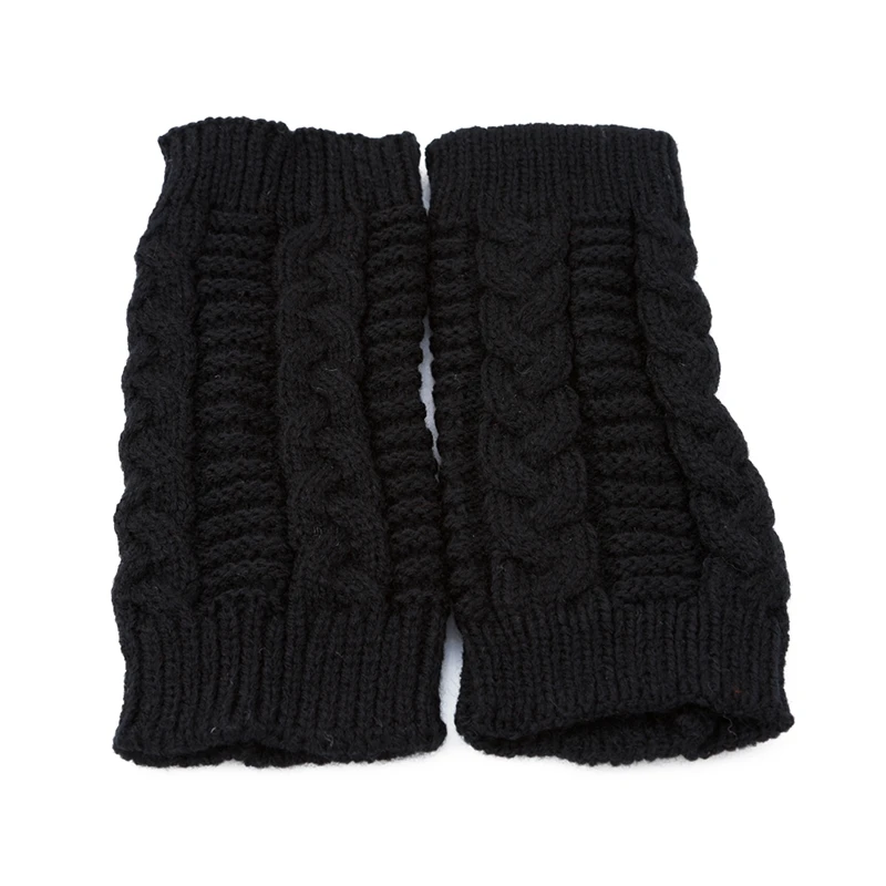 Women Knitting Embroidered Gloves Student  Autumn Winter Cold-Proof Fashion Warm Soild Fingerless Fingerlings Glove Accessory