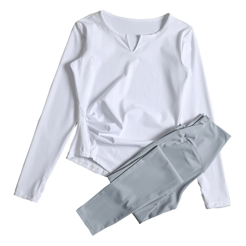 بدلات اللياقة البدنية للسيدات لربيع وصيف جديد بقصة ضيقة وأكمام طويلة وتدريبات الركض الصباحية الاحترافية الراقية