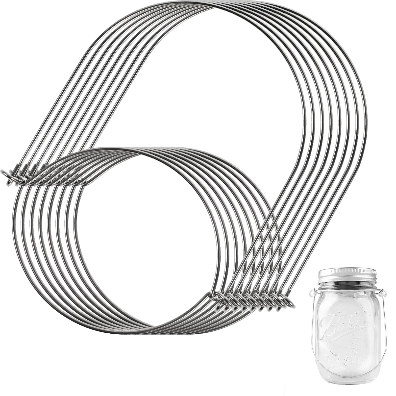 

8 Pcs Stainless Steel Wire Handles for Mason Jars Wire Hangers Canning Jars Hangers Compatible for 86mm Mouth