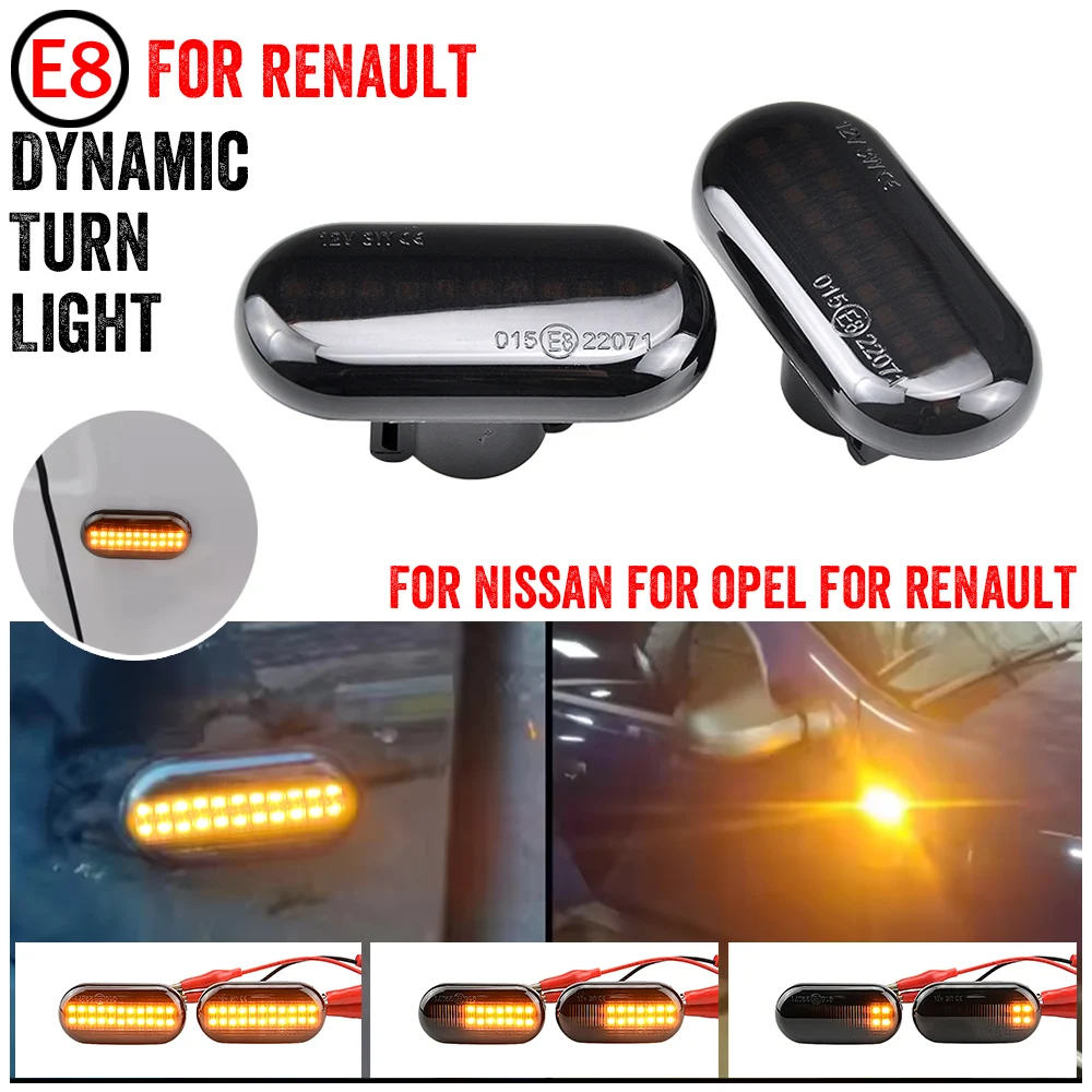 

2pcs LED Dynamic Turn Signal Side Marker Light For Renault Clio 1 2 MEGANE ESPACE TWINGO MASTER Nissan Opel Mercedes-Benz Smart