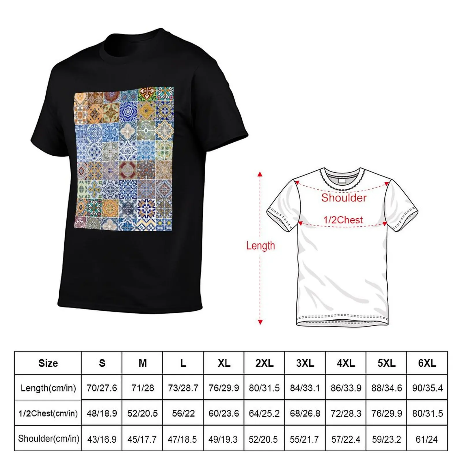 Set of 48 ceramic tiles patterns T-Shirt Large Size Soft Cotton T-Shirt