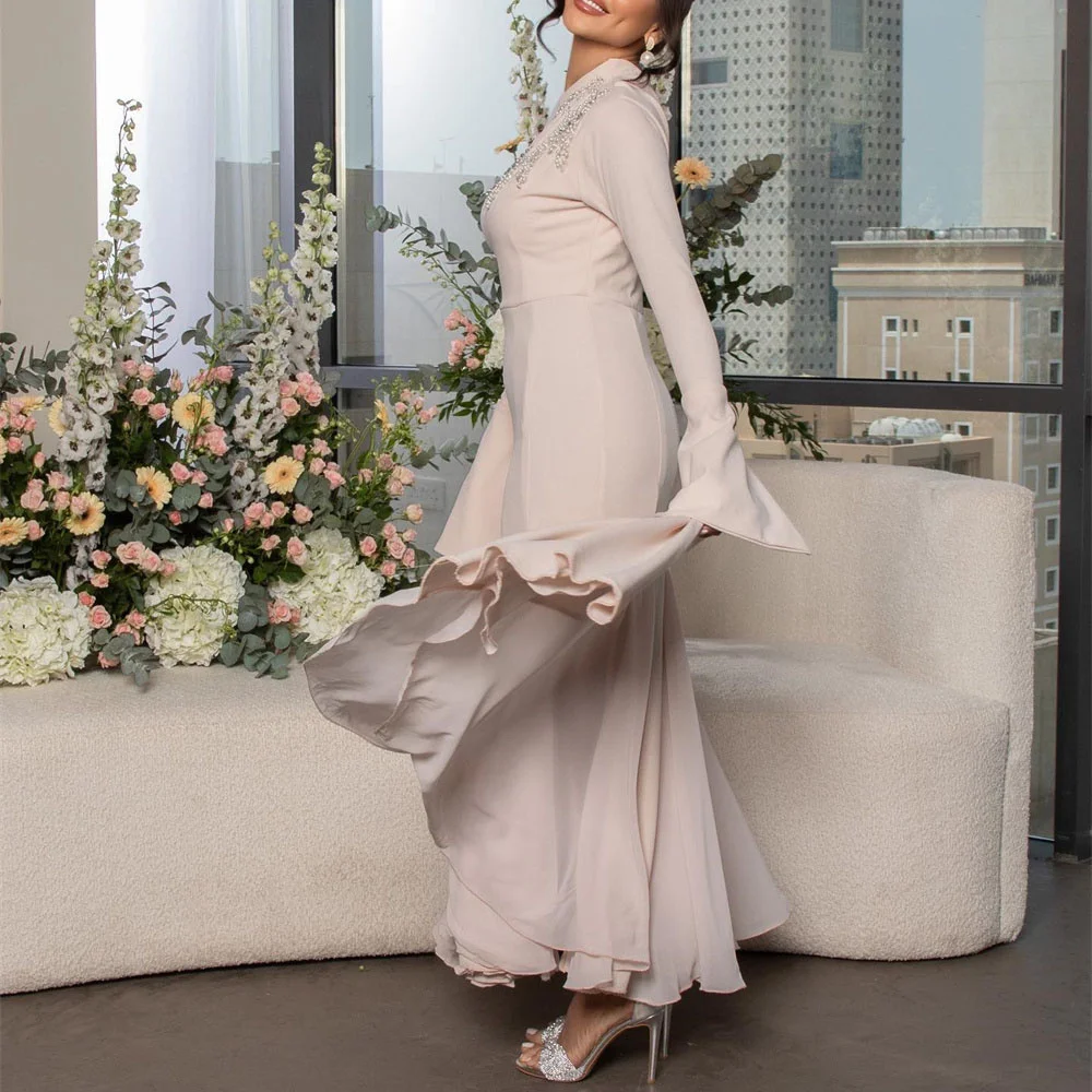 ROYET-Robe de soirée sirène à manches longues, simple, plissée, longueur rinçage, élégante, formelle, robe de Rh, personnalisée, CitroOne, initiée, 2025