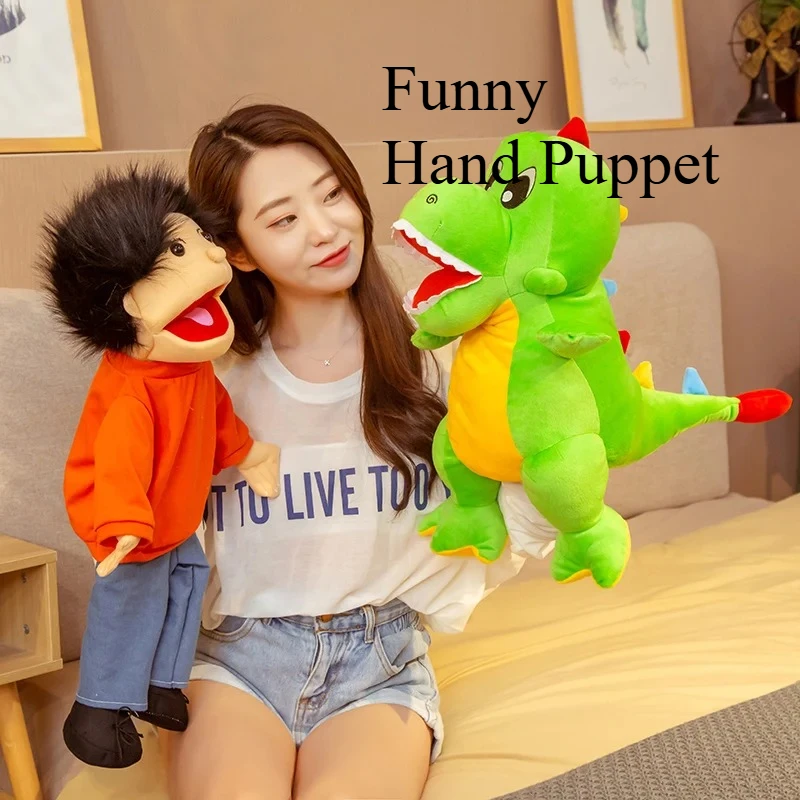 60 cm dier gevulde handpop pluche pop kinderen schattig theater prestaties rekwisieten dinosaurus panda grappige knuffels kinderen geschenken