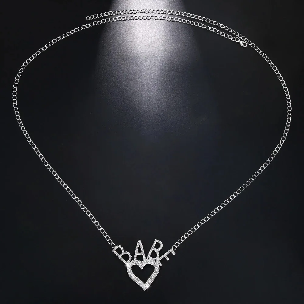 Cadena de cintura de diamantes de imitación de estilo Sexy de una sola capa para mujer, colgante en forma de corazón, joyería de cadena corporal de moda