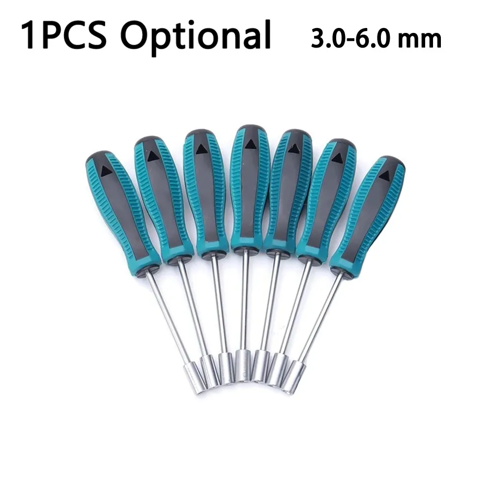 1pc Metall-Steckschlüssel-Schraubens chl üssel Schrauben dreher Sechs kant mutter Schlüssel mutter 3-6mm Schrauben dreher mit Auf hänge loch buchse Schrauben dreher Werkzeuge