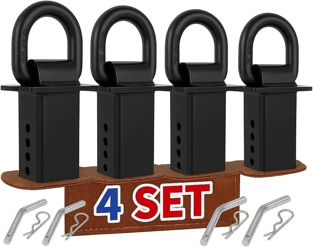 

Heavy Duty 18000lbs D Rings for Trailer Tie Down, 2"x4" Stake Pocket Mount with Hitch Pin, Black (4PCS)