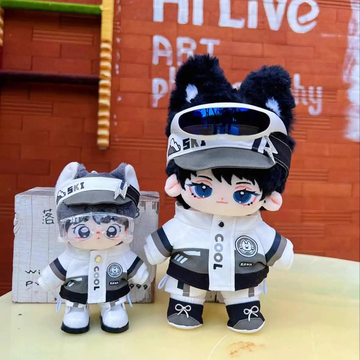 10cm 20cm 15cm Street Dog Jackets Goggles Cool Guy Fashion Costume Suit Stuffed Plush Doll Accessories Anime Toy For Kids Gift