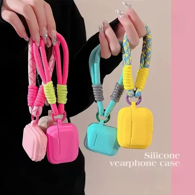 

Soft Silicone Case For Airpods Pro 2 3 1 4 Luxury Wireless Earphone Protective Cover with Lanyard Wireless Headphone Accessories