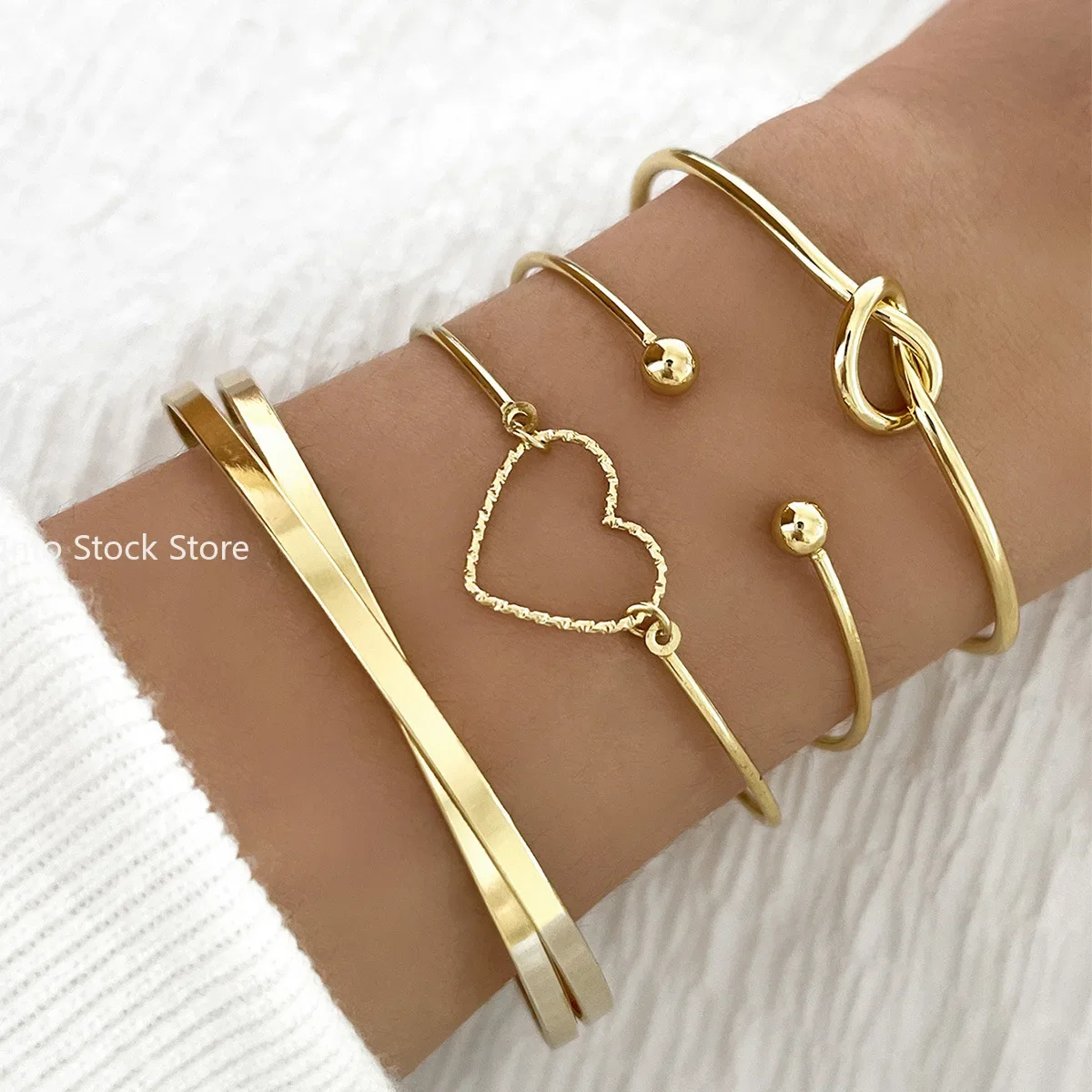 4pcs/set Stainless Steel Bracelets Vintage Men\'s Fashion Woven Twist Texture Bangles for Women Jewelry Streetwear Goth Gifts