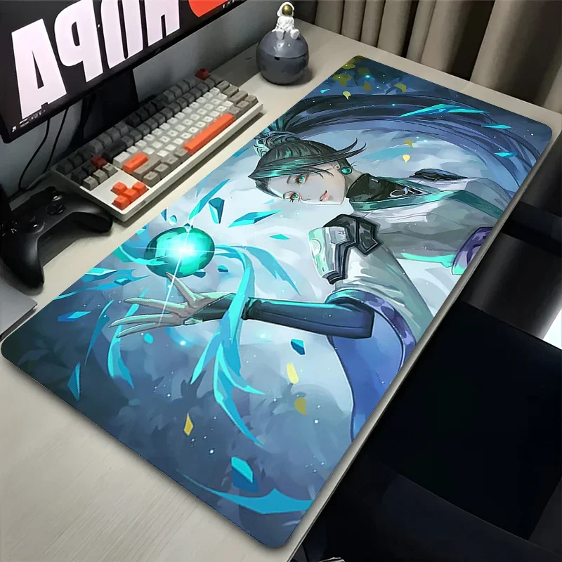 Valorant حكيم ماوس الوسادة كمبيوتر محمول مثير أنيمي فتاة ماوس XXL Kawaii الثعلب تمديد حصيرة مكتبية ملحقات ألعاب الكمبيوتر لينة لوحة المفاتيح البساط #3