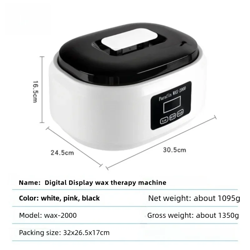 WAX-2000 Paraffin Wax Heater 200W Digital Display Temperature Control Hand Foot Spa Wax Warmer Machine for Salon Home Use view 6