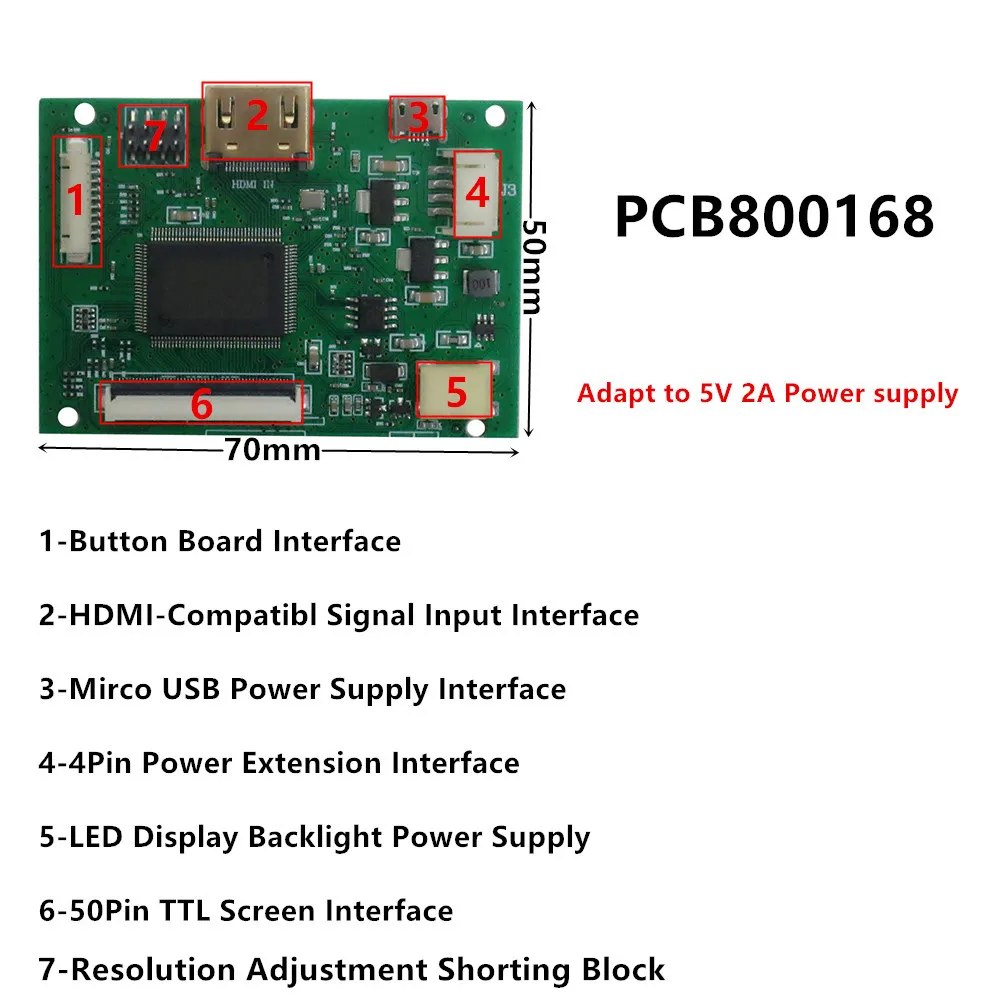 6.5 Inch 800*480 AT065TN14 LCD-scherm Monitor met driverbesturingskaart VGA HDMI-compatibel voor Raspberry Pi Banana Pi