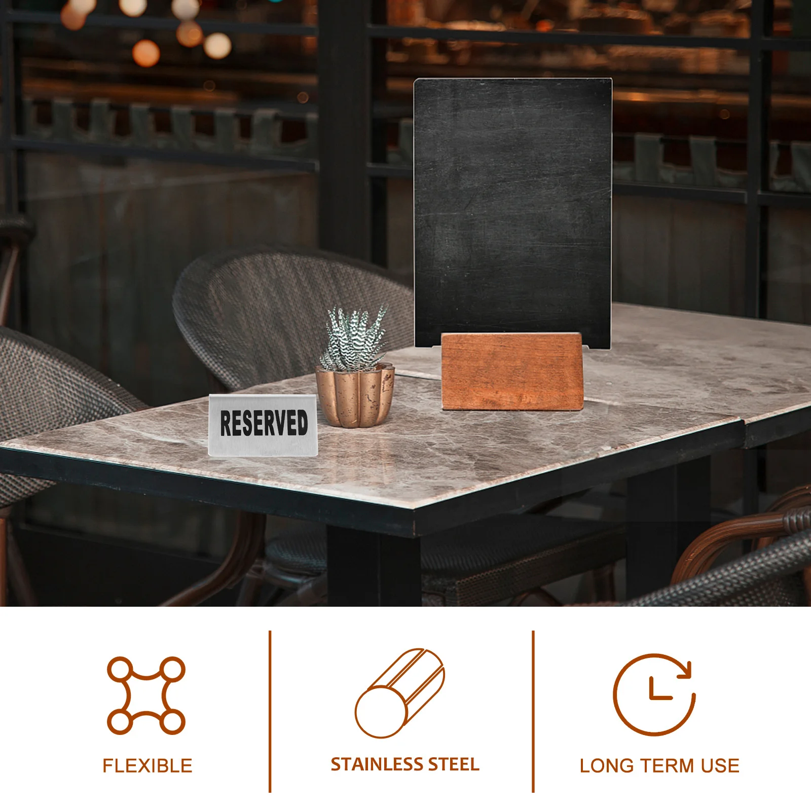 

4pcs Stainless Table Number Plates Double Sided Reserved Cards Banquet Decor Reserved Table Cards Signs Seats Places