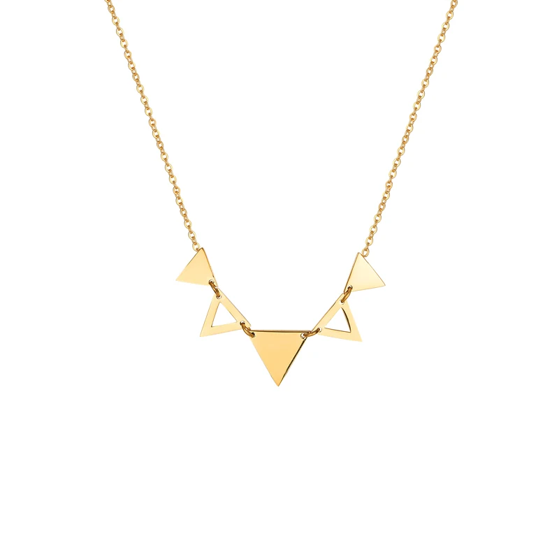 Party Gift 5 Triangle Pendant Necklace For Woman High Quality Stainless Steel Hip Hop Rock Jewelry wholesale