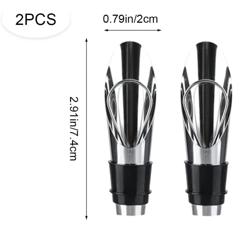 2 Pcs Wine Aerator Stainless Steel Wine Bottle Pourers and Stoppers 2-in-1 Steel Champagne Sealed Cap Stopper Wine Spout Pourer