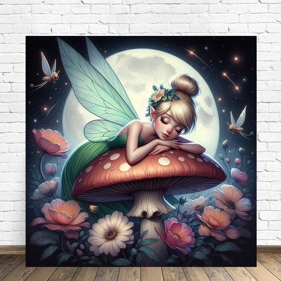 Tinker Bell Disney Cute Cartoon Elf AB Diamond Painting Cross Stitch Embroidery DIY Art Full Drill Mosaic Room Decor Hobby Gift