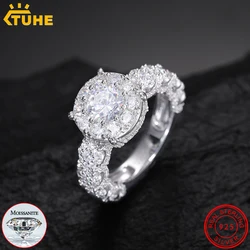 Round Cut Moissanite Diamond Ring for Women Men 18K Gold Plated 100% Silver 925 Certified Band Wedding Style Ring Jewelry Gifts