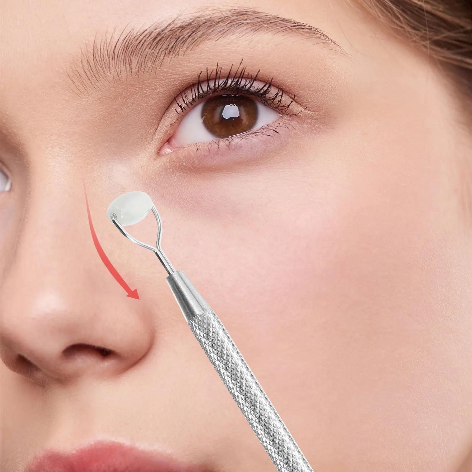 เครื่องนวดหน้าหยกน้ำหนักเบาแบบพกพาเครื่องมือแกะสลักรูปหน้าเพื่อบรรเทาความเมื่อยล้าของดวงตา เครื่องนวดหน้าหยกแบบกลิ้งบำรุงผิว