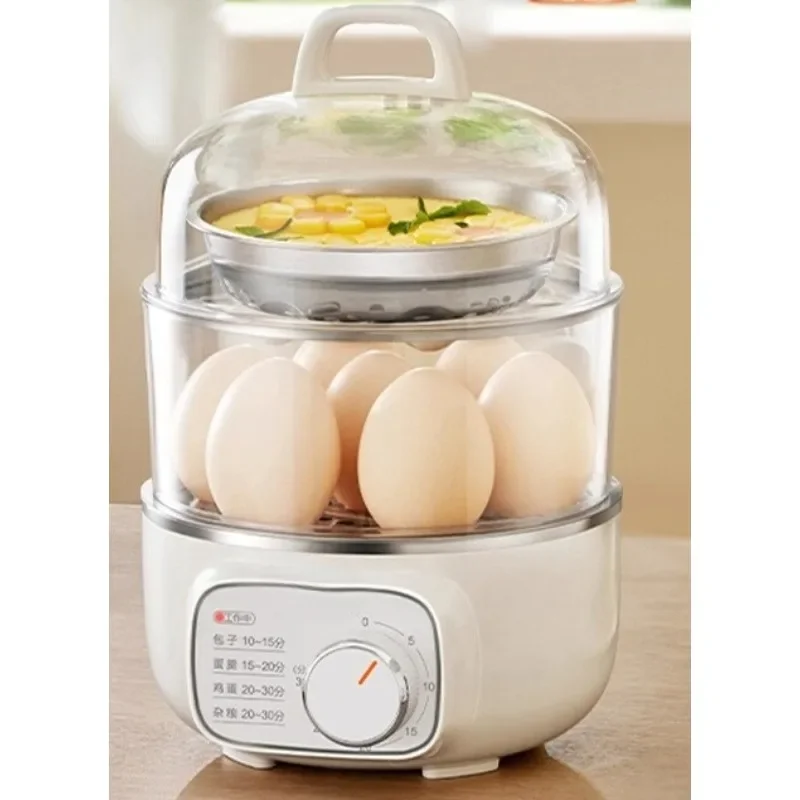 Steamed egg cooker, household automatic power failure timing double-layer small, breakfast machine