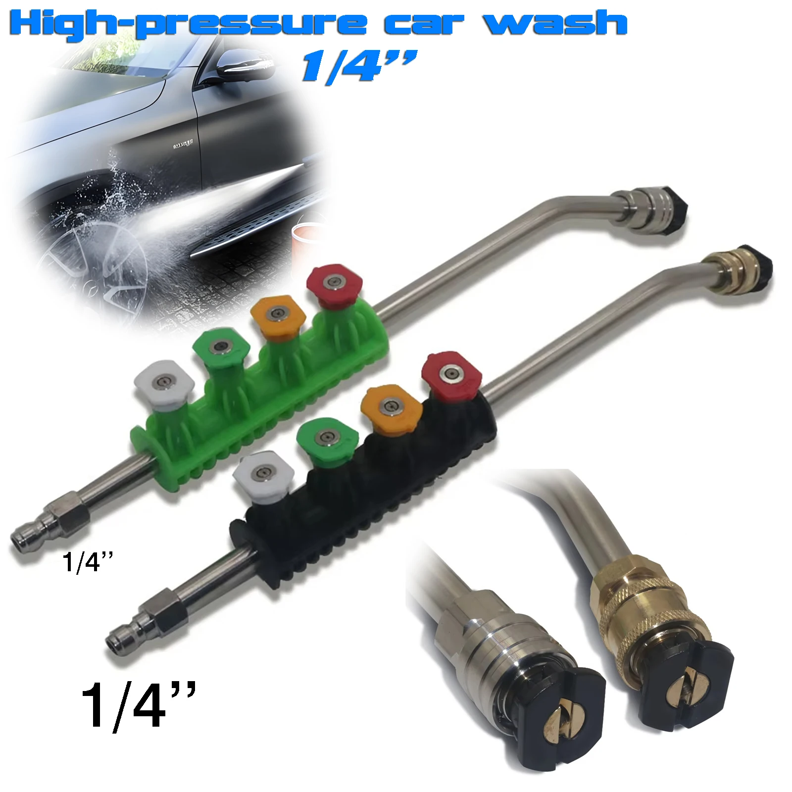 

1 шт. 1/4-дюймовая насадка для мойки высокого давления, изогнутая на 30-градусная удлинительная насадка с 5 распылительными насадками и насадками Hoder, быстроразъемное соединение 1/4 дюйма U