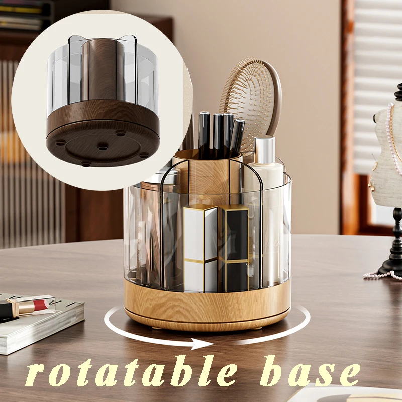 Cosmetics Storage Box 360° Rotatable Brush Holder Glasses Scissors Remote Control Rack 5grids Detachable Home Organization