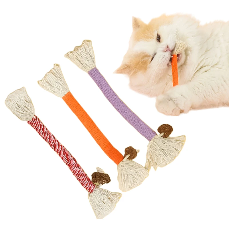 Cat Chew Toys Hand Knitting Molar Cotton Rope Toy Silvervine Cat Teaser Toy Clean Mouth Kitten Play Toy Pet Supplies Accessories