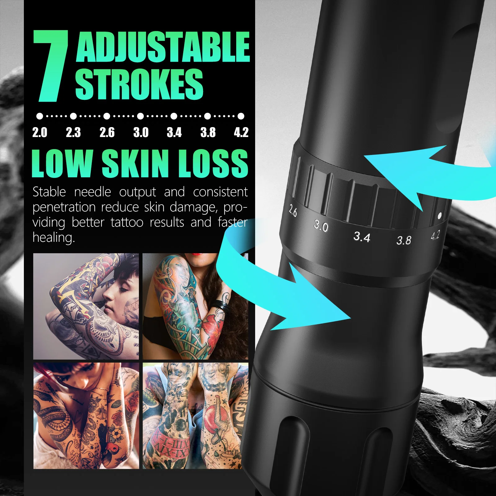 T-Rex V1 Wireless Rotary Tattoo Machine Pen Adjustable Stroke 2.0