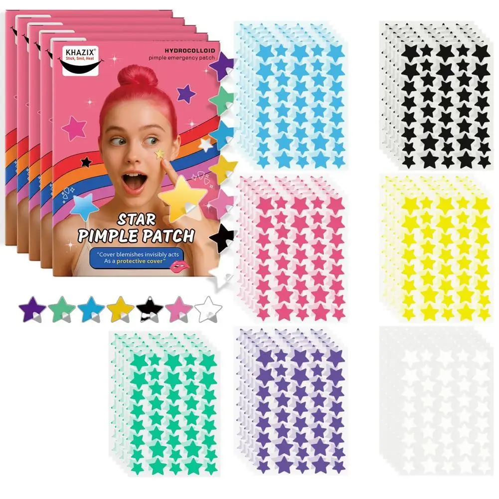 แผ่นแปะสิวไฮโดรคอลลอยด์ 1400 ชิ้น, แผ่นแปะสิวรูปทรงกลม, แผ่นแปะสิวรูปดาว, อุปกรณ์ดูแลผิวหน้า, สติ๊กเกอร์แปะสิว, อุปกรณ์เสริม