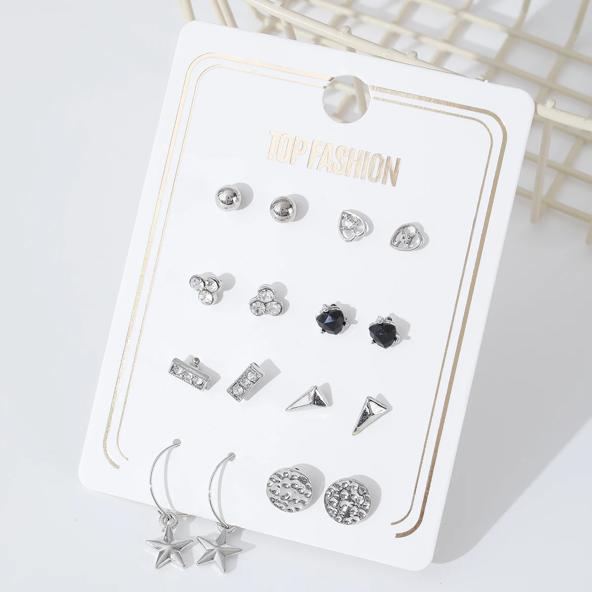 8 pairs of mixed style mixed color alloy stud earrings set Jewelry gift for women and girls