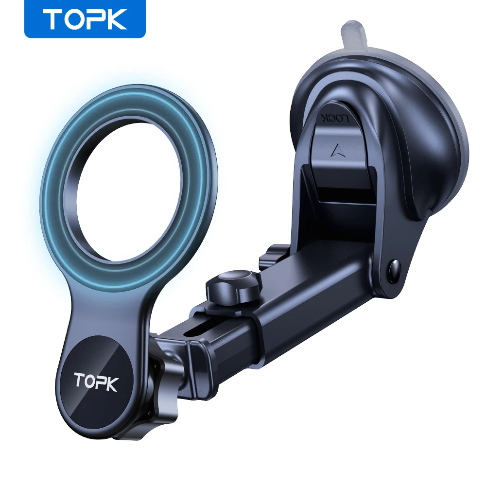 TOPK D53X Magnetic Car Mount, Mag-Safe Design, Easy Installation for Dashboard/Windshield, Fits iPhone 12/13/14/15/16