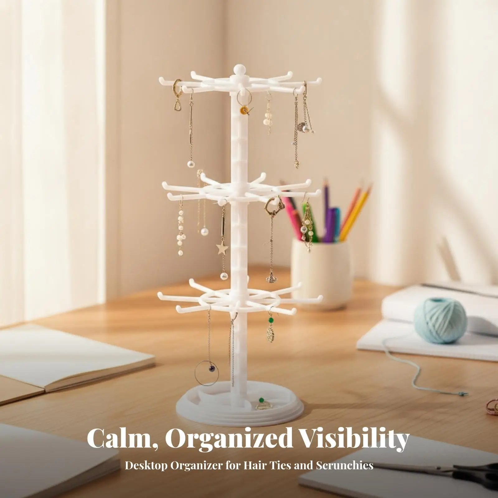 Multi-Tier Rotating Display Hanger | Freestanding Desktop Structure, Keychain