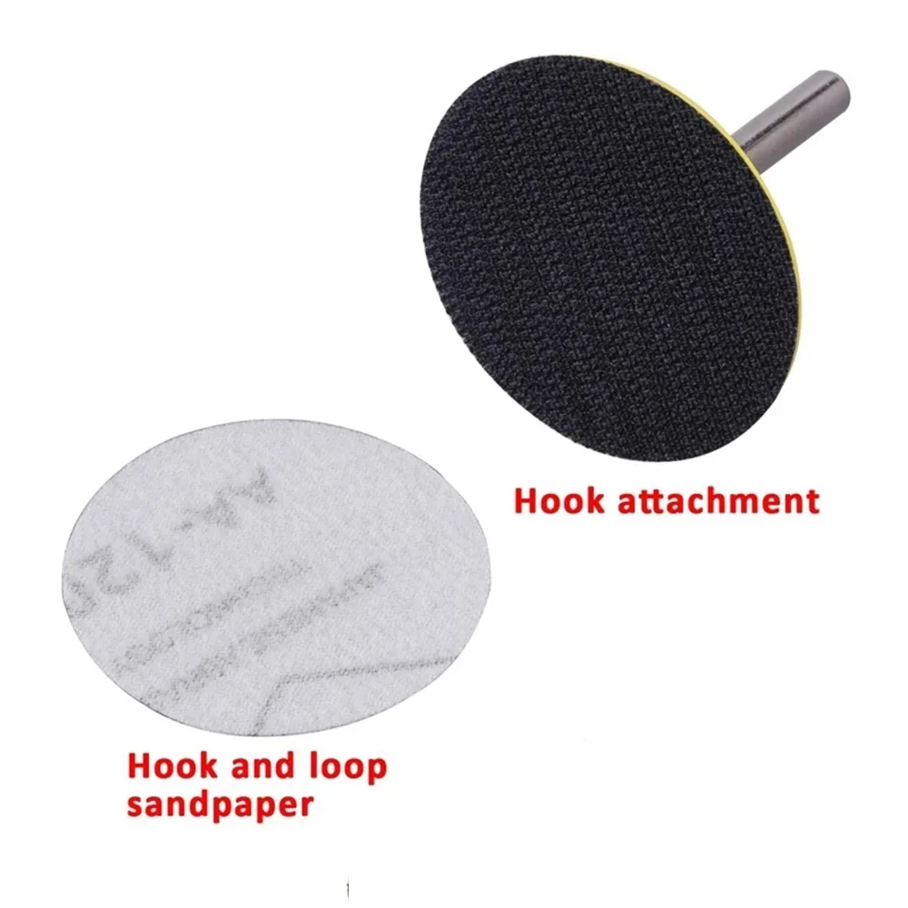 Herramientas abrasivas de papel de lija de 25mm, disco de lijado limpiador de pulido flocado con placa de respaldo de bucle de vástago de 1/8 pulgadas, almohadilla de lijado