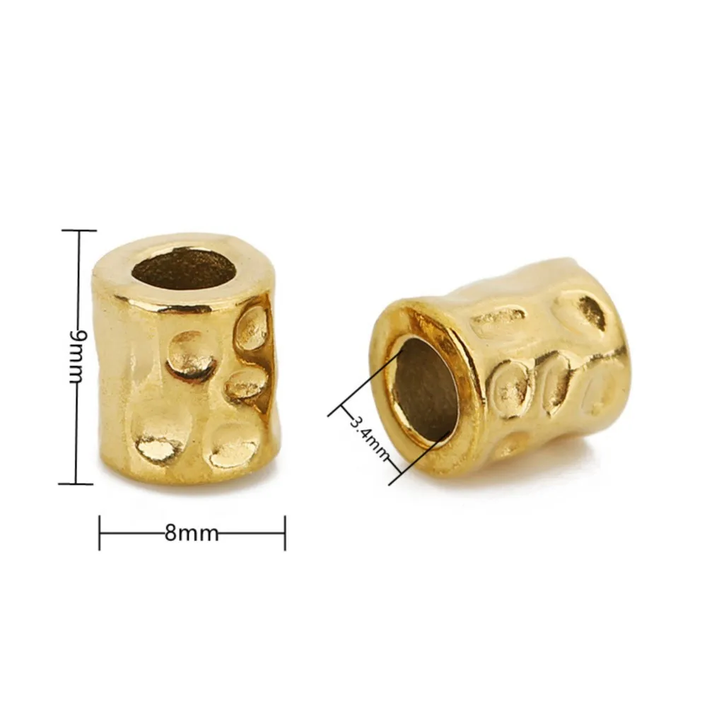 5Pcs/Lot Stainless Steel Gold Cylinder Tube Spacer Bead for DIY Bracelet Necklace Jewelry Making Supplies Accessories Materials