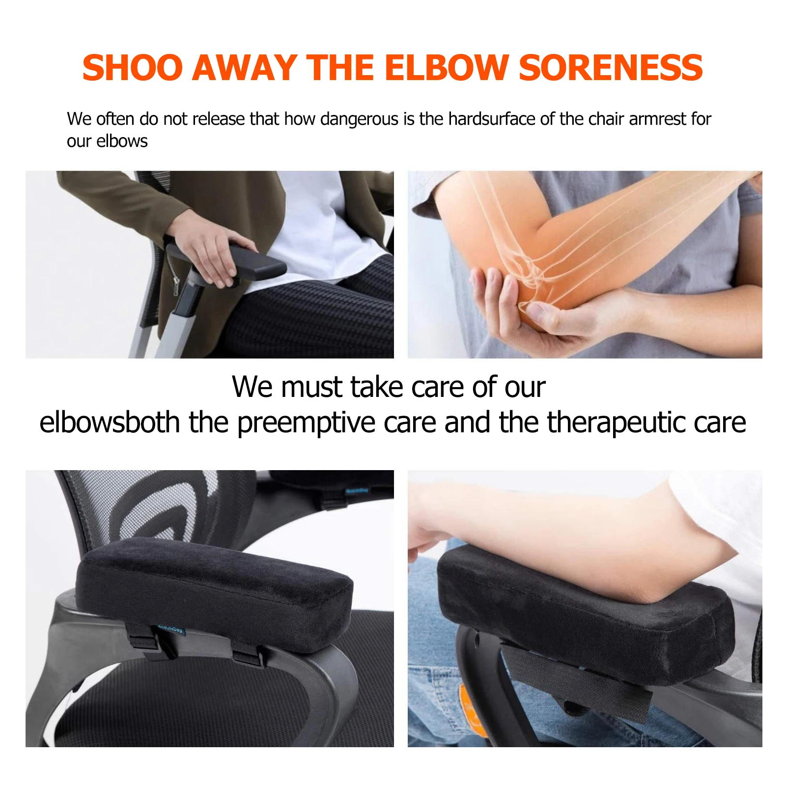 

2pcs Sponge Pillow Ergonomic Elbow Chair Elbow Arm Support Cushion Cushion Support Universal Chair Pad Anti Slip