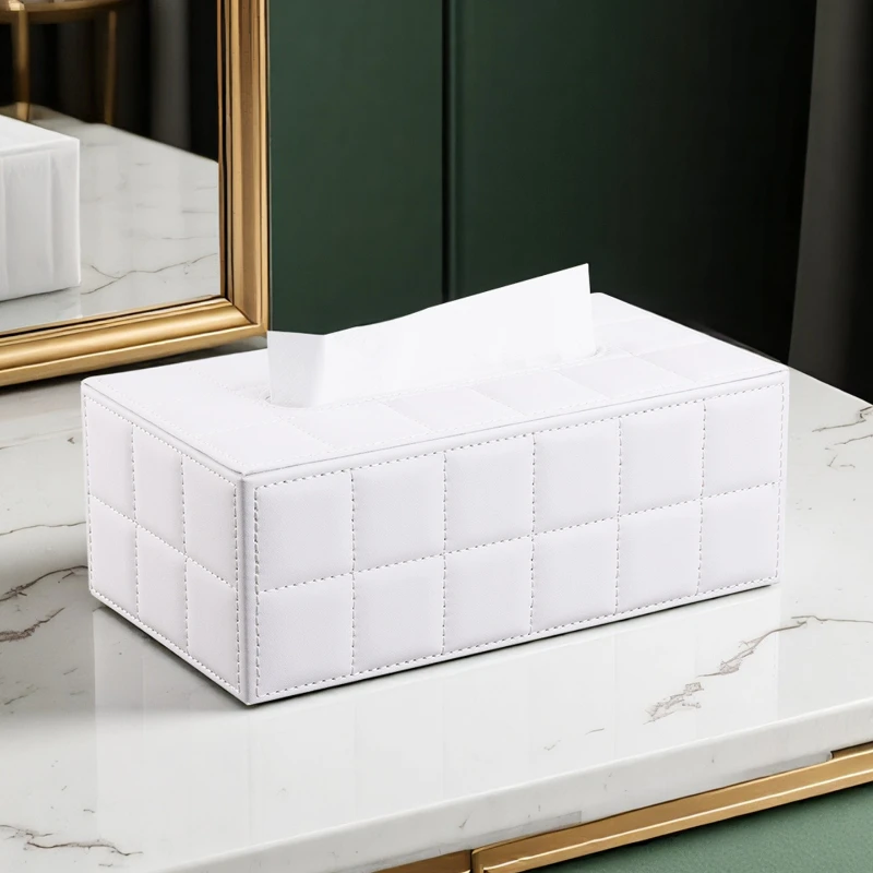 Tissue Box Holder Light Luxury Tissue Boxes Premium Desktop Leather Household High-value Paper Boites De Rangement