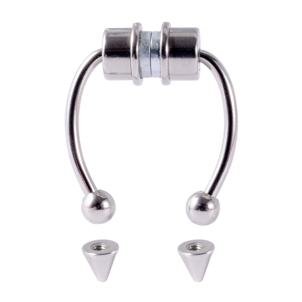 1pcs Fake Magnetic Nose Rings Faux Piercing OX Nose Rings Non Piercing Septum Rings Clip On Stainless Steel Magnet Rings view 4