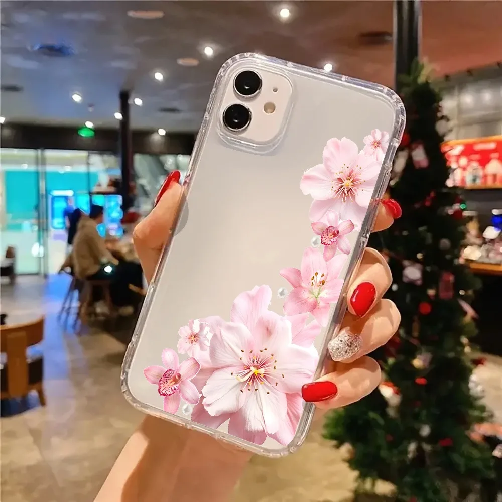 Pink Hibiscus Floral Aesthetics Coquette Clear Phone Case Cover for iPhone 17 16 11 15 14 13 12 Pro Max XS X 7 8 Plus Hard Funda - náhled 5