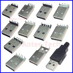 10Pcs IMC Hot new Type A male USB 2.0 4pin plug socket connectors with black plastic cover straight insert patch DIP SMD SMT PCB