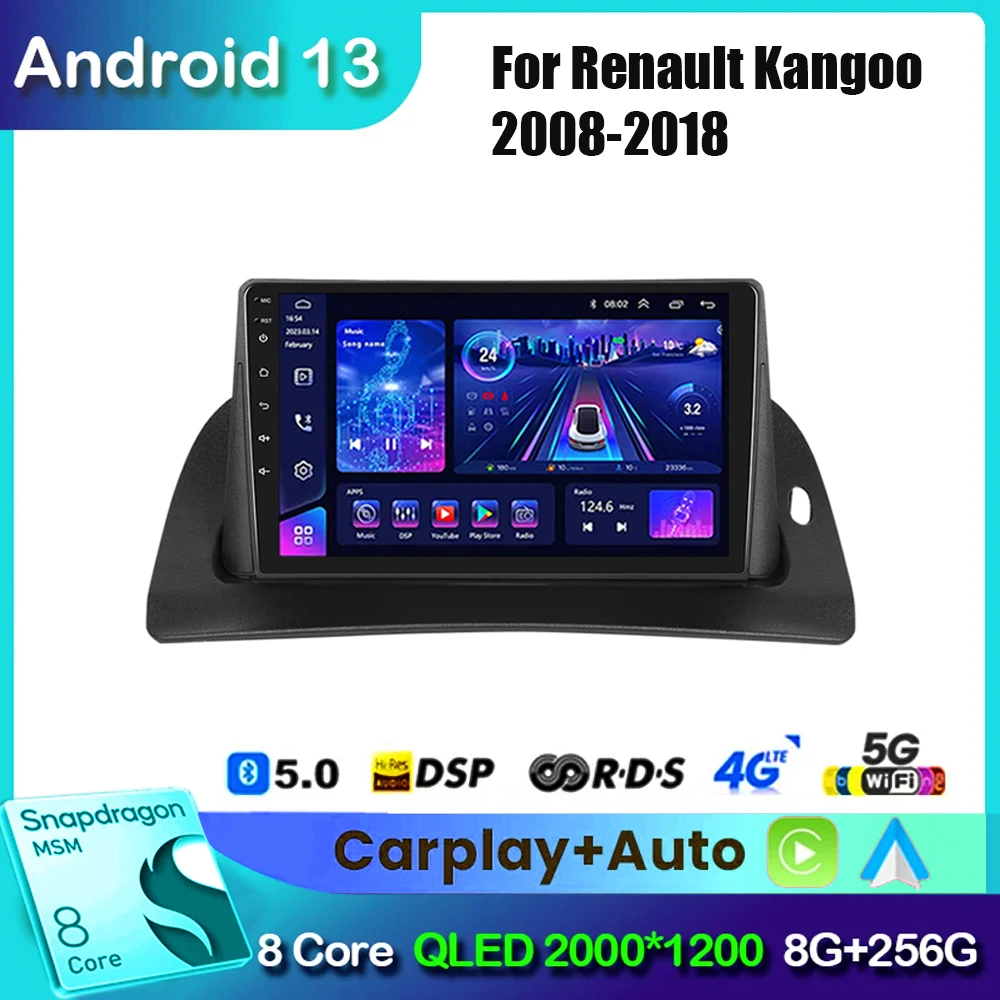 For Renault kangoo 2008 2009 2010 2011 2012 2013 2014 2015 - 2018 Car Radio Android Carplay Auto Multimedia Video Player GPS