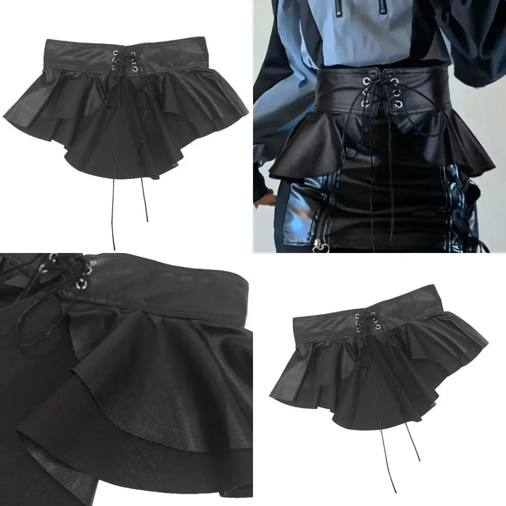 652F قابلة للتعديل حزام الخصر تنورة الخصر Cincher Pu Leather Belt Lady Faux Skirt Corset