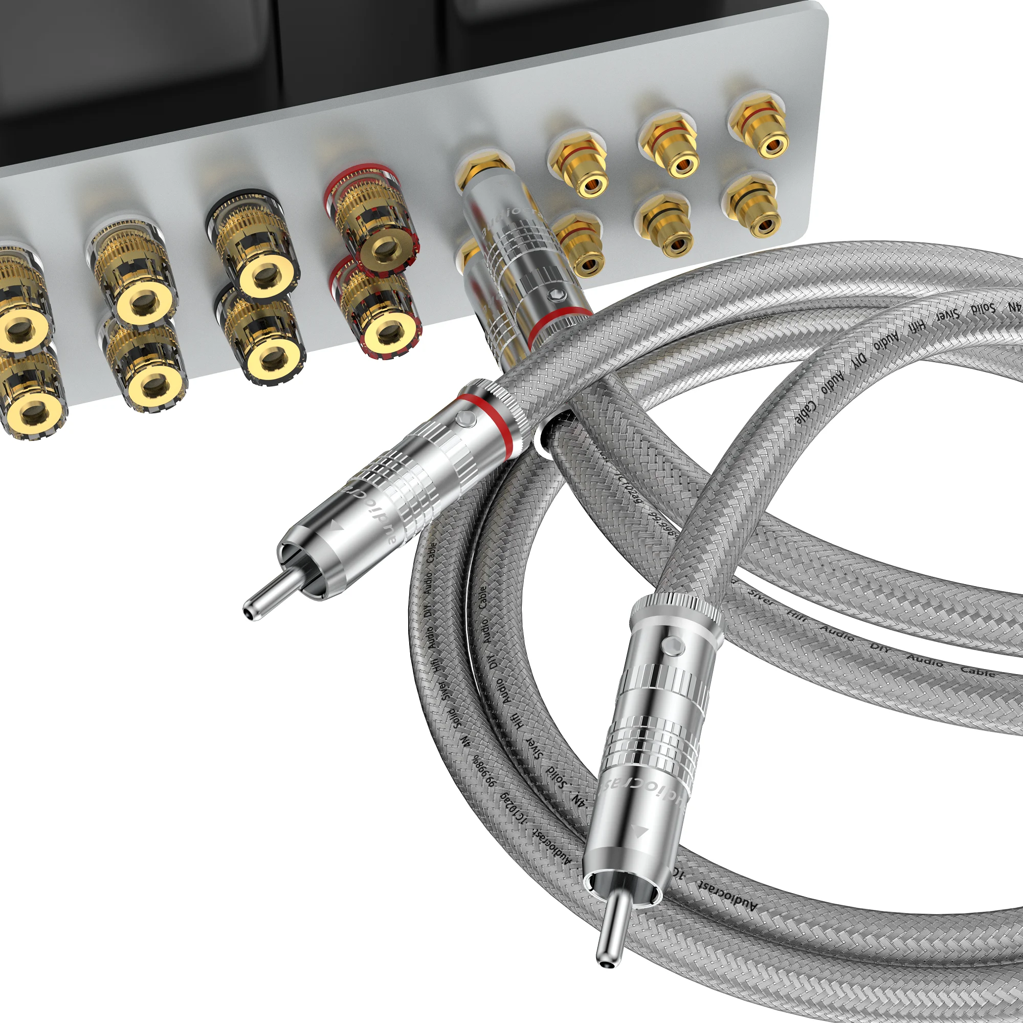 

Audiocrast IC102AG 99.998% Pure Silver RCA Cable HiFi Audio Interconnect Solid PSS Pure Silver Core Wire Silver-Plated Plug