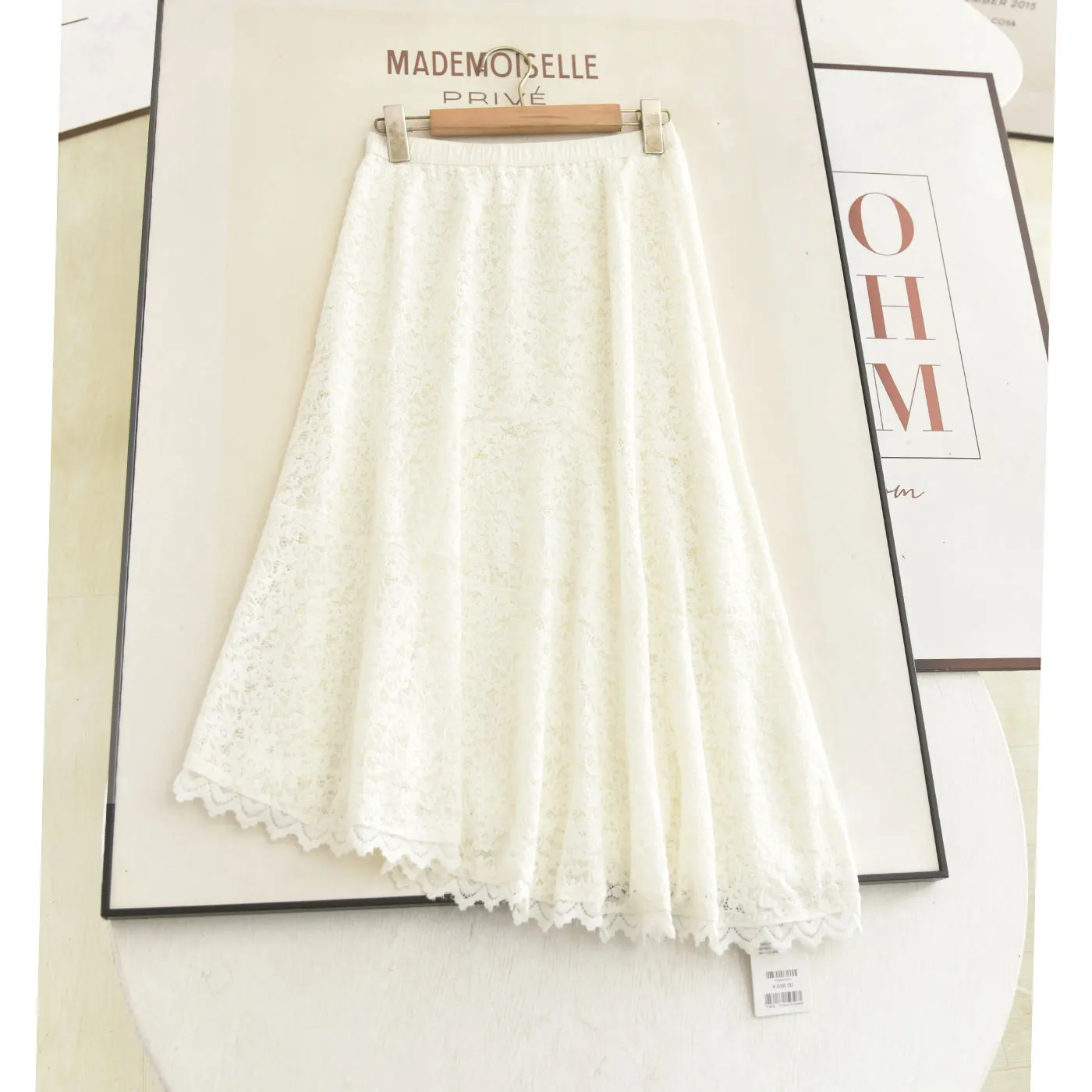 

Романтичная юбка миди с кружевной отделкой, женская, с высокой талией, многоярусная, весна 2026, модная, элегантная, средней длины