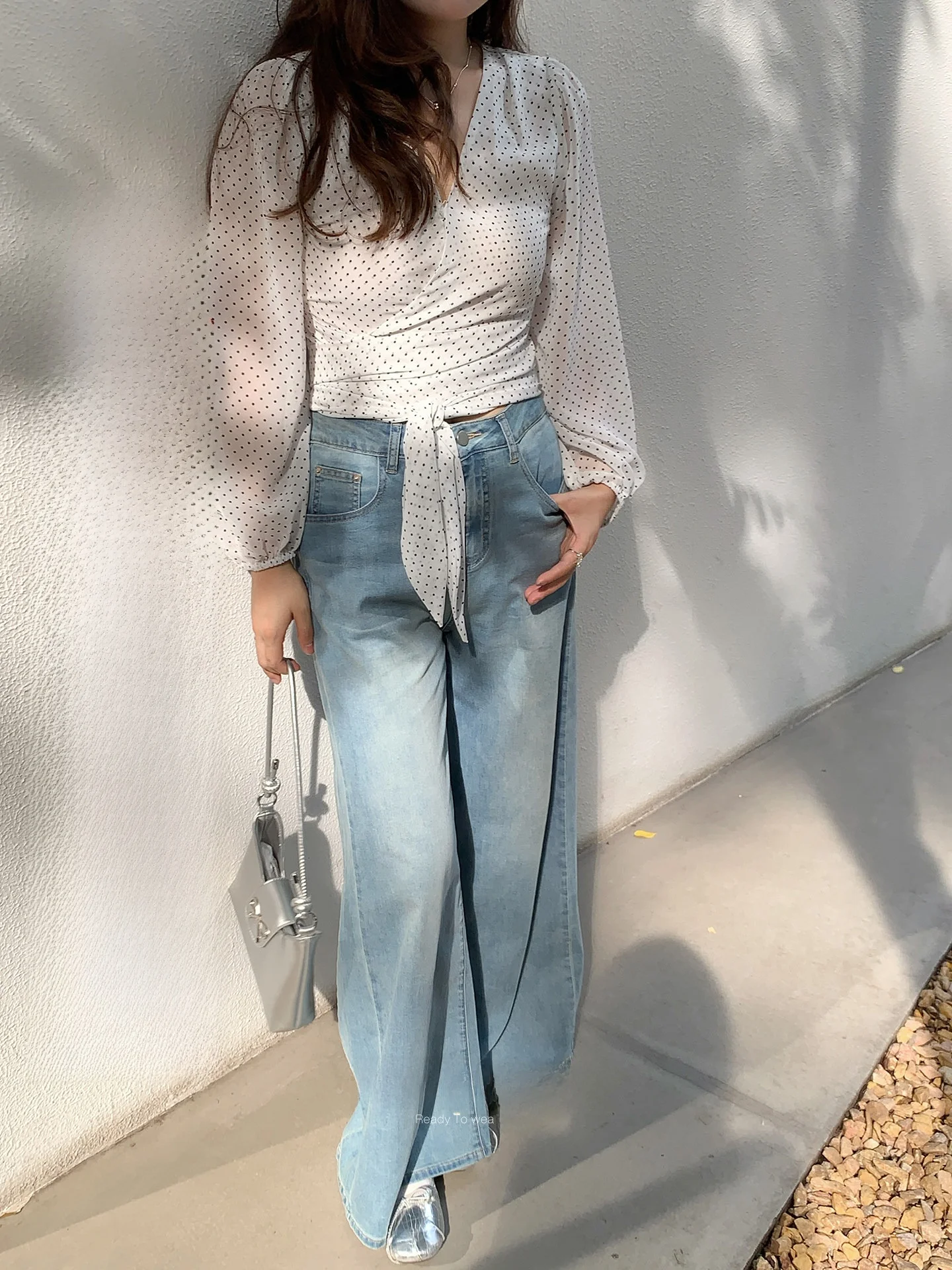 

Стильные джинсы с высокой талией и широкими штанинами, синие, повседневные, для полных женщин, летняя коллекция, хлопок, на молнии