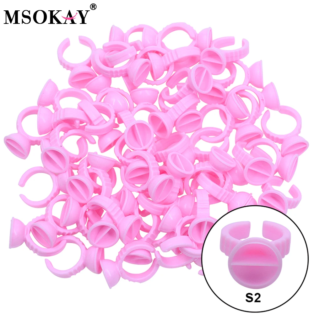 MSOKAY Wholesale 100Pcs/Bag Disposable Eyelash Extension Glue Ring Cup Tattoo Pigment Holder Container Lash Tools Supplier