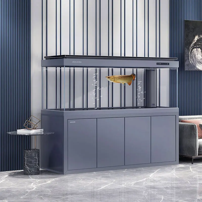 

Living room household medium and large aquarium bottom filter simple modern light luxury ultra white fish tank