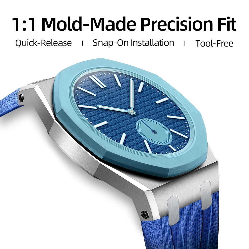 Stainless Steel Band and Carbon Fiber For S watch Case Luxury Modification Kit, Fluororubber Straps Accessories Bracelet Rubber