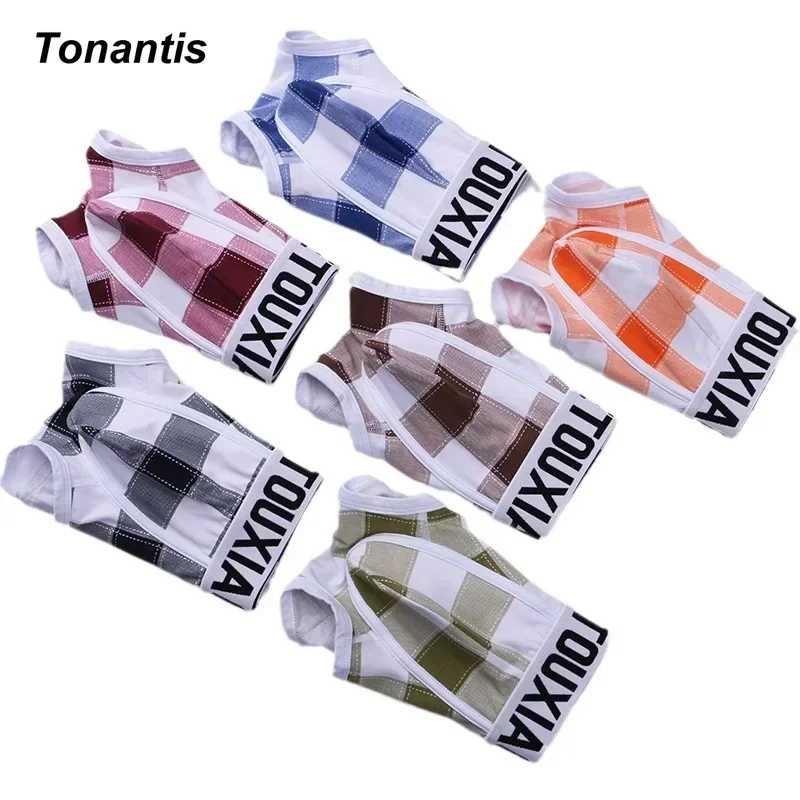 3Pcs/Set Trendy Cotton Men Underwear Fashion Plaid Men\'s Boxers Personality Breathable Male Boxer Shorts Cuecas Calzoncillos